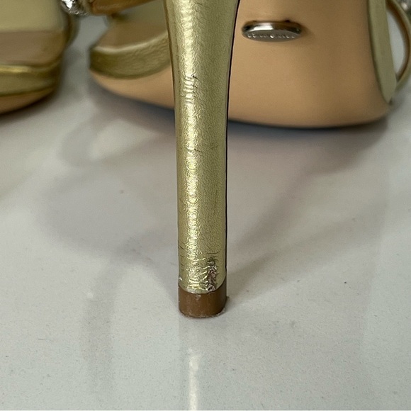 Tony Bianco Metallic Sandal Nappa Leather Gold Rhinestone Square Toe Sz 7.5 - Picture 6 of 15